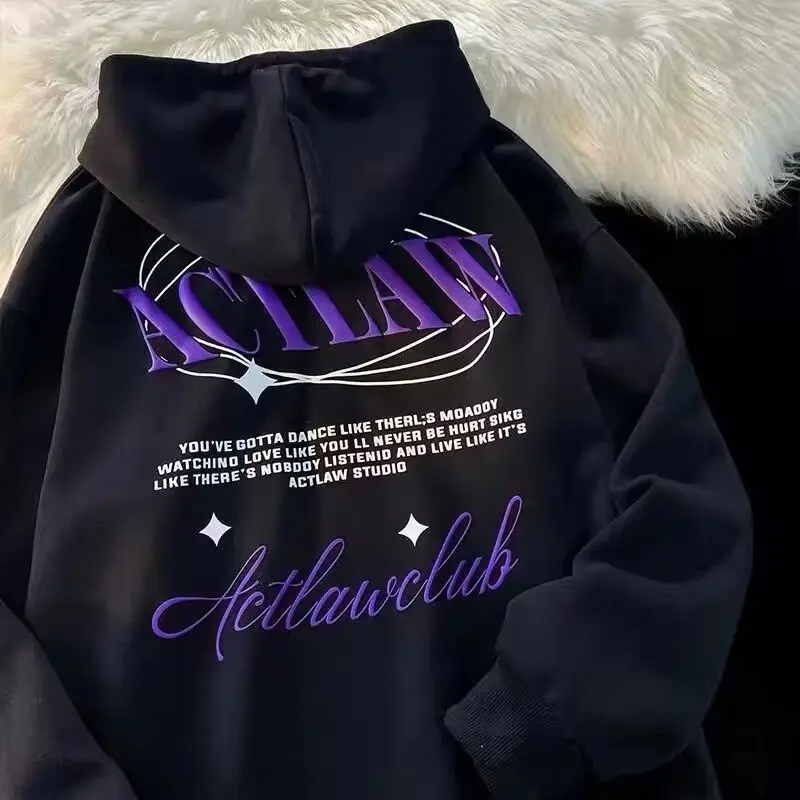 2023 New Vintage Printed Hoodies woman Harajuku Loose Sweatshirts Y2K Streetwear Hip Hop Gothic Oversized Men