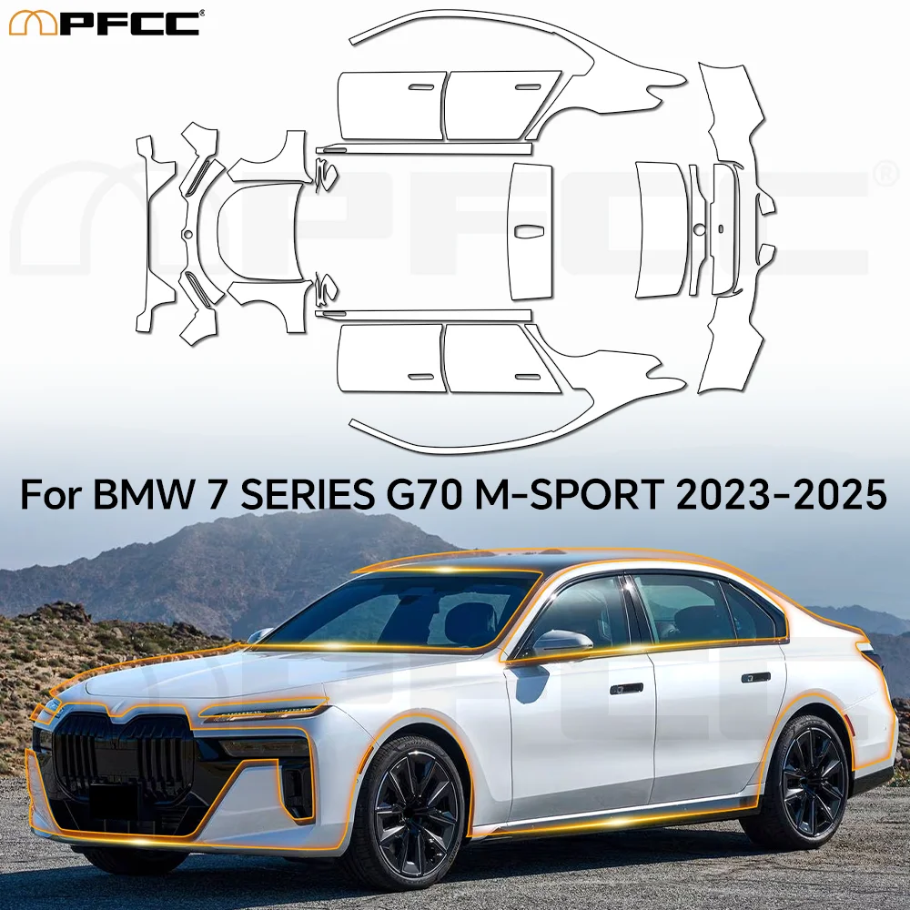 For BMW 7 Series G70 M Sport 2023 2024 Full Body PPF Paint Protective Film Kit Scratch-Resistant High Gloss TPU Film for Car
