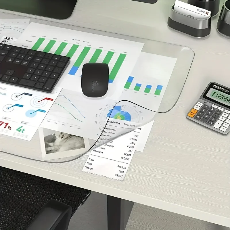Transparent Writing Desk Pad - Anti-Slip, Heat-Resistant PVC Surface,Rounded Corners, Clear Writing Mat for Office, Home, Laptop