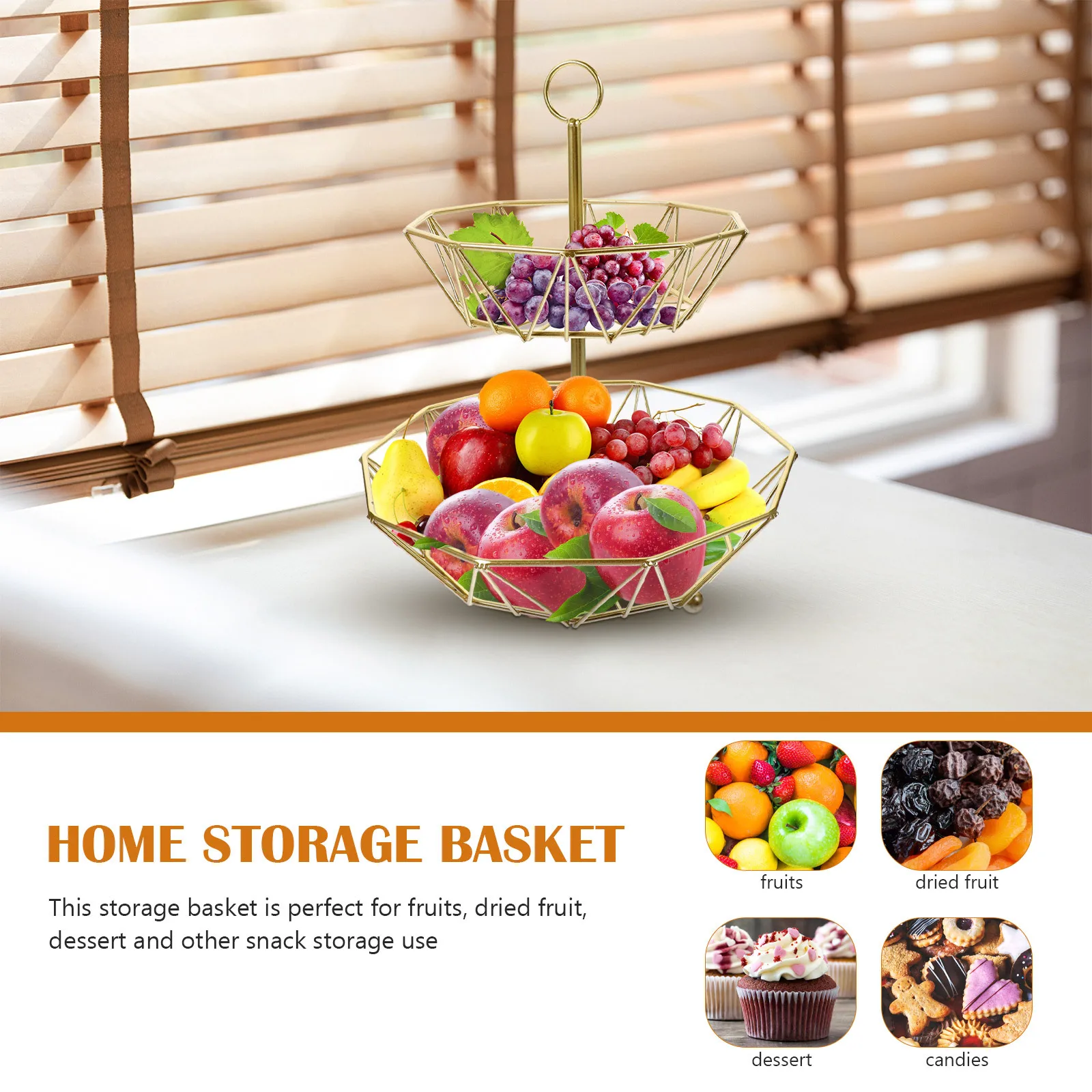 

2 Tier Fruit Basket Multi-Layer Fruit Storage Basket for Kitchen Counter Table Desktop Snacks Serving Tray Party Dessert Display