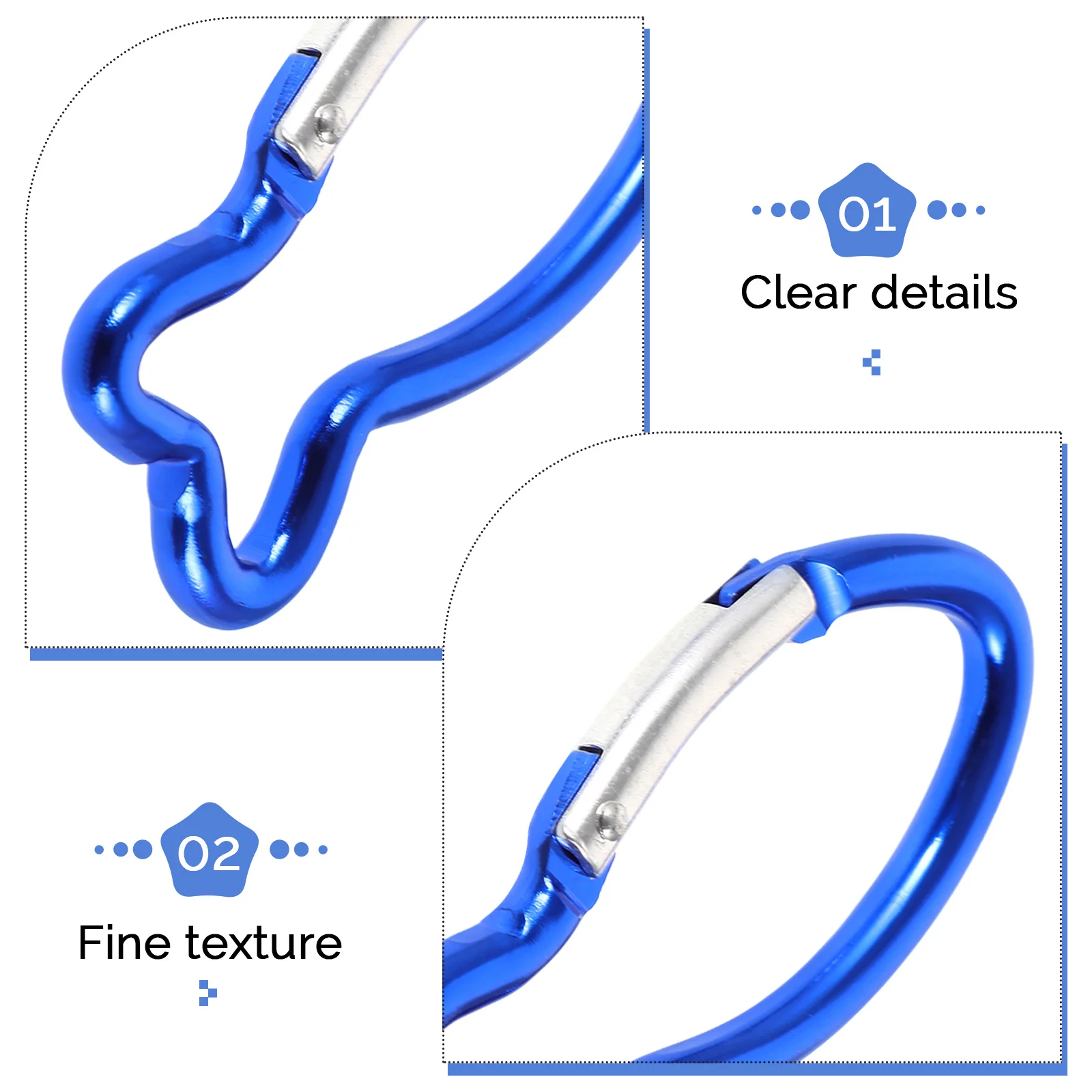 

10 Pcs Fish Shaped Carabiner Hooks Blue Durable Metal Spring Buckles Climbing Clips Outdoor Gear Hiking Accessories