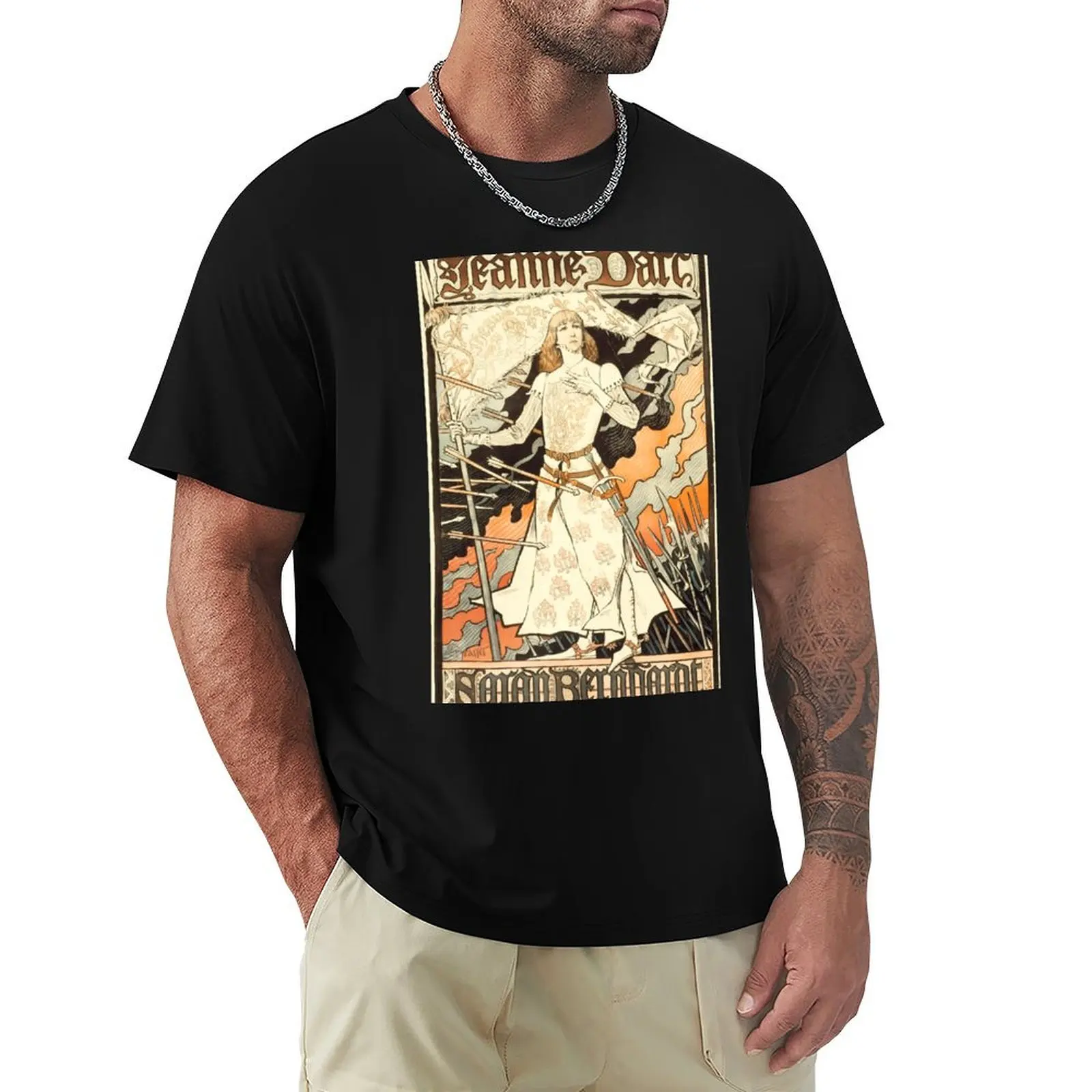 

Enhanced Sarah Bernhardt Joan of Arc Theatre Advertisement 1894 T-Shirt graphic t shirts mens clothes