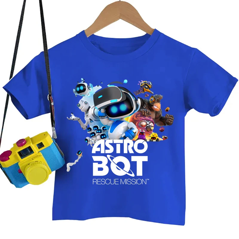 Game Astro Bot Print T-Shirt Kids Cartoon T Shirts Boys Tees Summer Toddler Girls Short Sleeve Tshirt ASTRO BOT Children Clothes