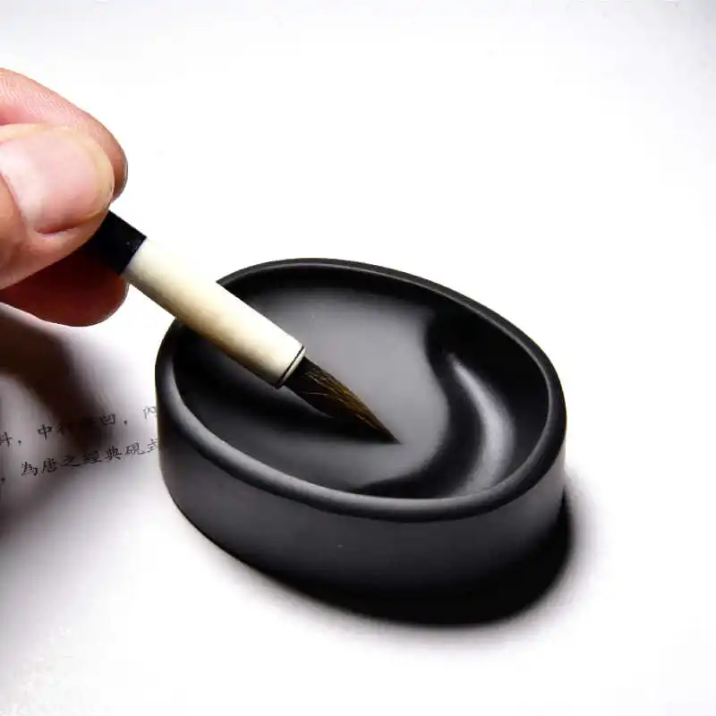 

Small Portable Natural Stone Ink Stone Chinese Style Stone Ink Well Students Brush Pen Writing Ink-well Inkslab She Inkstone
