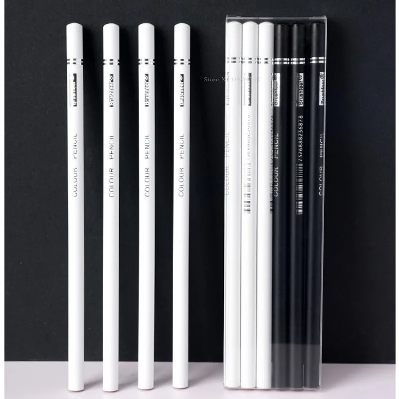 6pcs Thick Lead 3mm Black and White Oil-based Colour Pencil Set Beginner Art Drawing Graffiti Complementary Colour Art Pencil