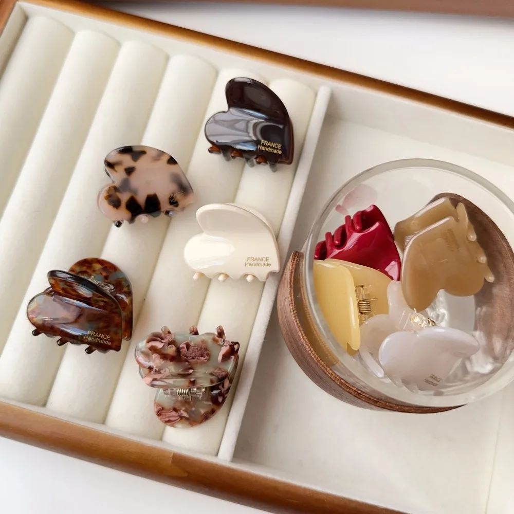 

Vintage Acetic Acid Love Heart Hair Claw Y2K Barrettes Acetate Hair Clips Hair Accessories Side Clip Mini Hair Claw Girls