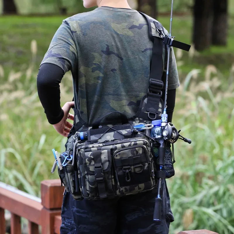 Outdoor Multifunctional Shoulder Fishing Crossbody Fishing Tackle Rod Bag