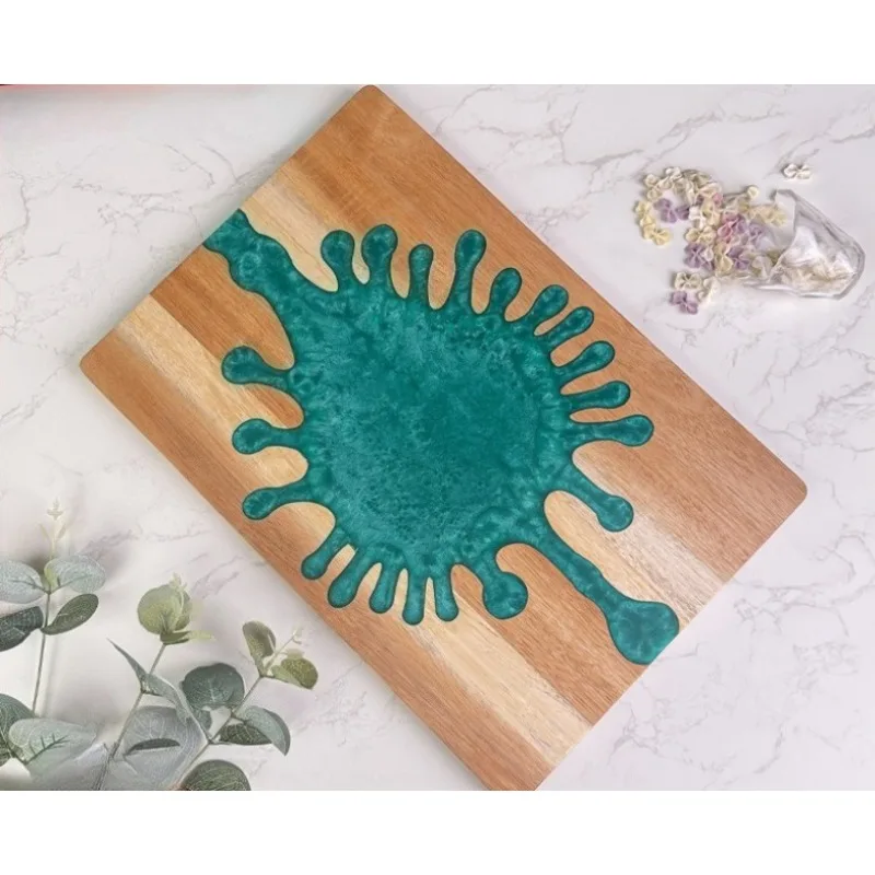 

Explosion Resin Cutting Board - Rosewood & Epoxy Charcuterie Plate with Waterdrop Design, Reversible for Steak/Cheese/Bread