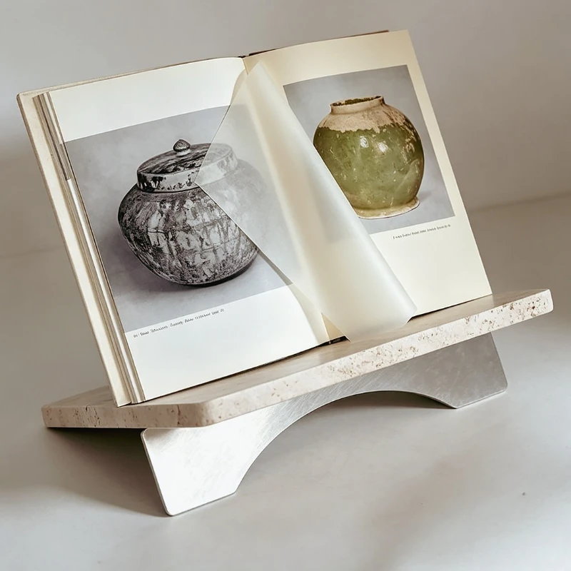 Travertine Marble Book Stand Ornament Tablet Computer Stand Book Display Stand for Cookbook,Bible,Quran,Magazines,Textbooks