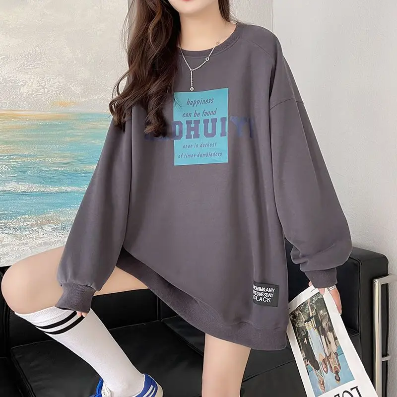 Fashion Printing Letter Hoodies Sweatshirts Spring Autumn New Long Sleeve O-neck Loose Pullovers Top Trend Casual Women Clothing