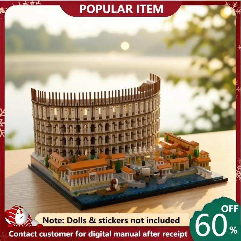 3959PCS MOC Ancient Arena Building Blocks Roman Historic Amphitheater City Scene Architecture Model DIY Assembly Gifts for Adult
