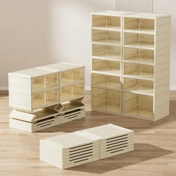 Multi-layer Foldable Shoe Box Dustproof Thickened Plastic Sneaker Shoe Storage Box Stackable Cabinet Transparent Organizers Rack