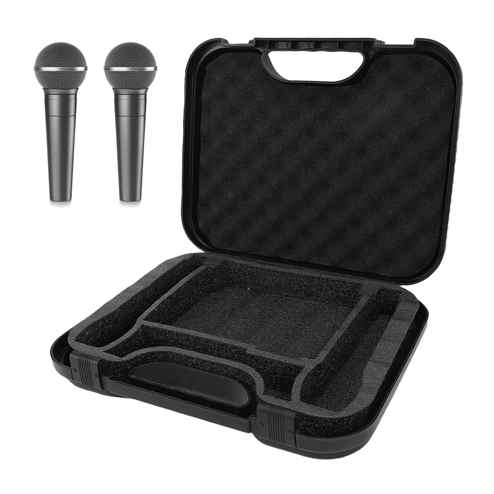 Caixa de armazenamento de microfone, estojo de transporte adequado para sm58, alça portátil, design destacável, bolsa de armazenamento de microfone de espuma para viagens