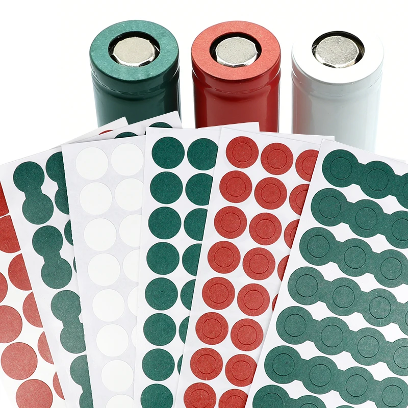 Battery Insulated Gaskets Fish Paper Adhesive Pads Green/Red/White Cell Insulation Sticker for 18650 21700 26650 Batteries