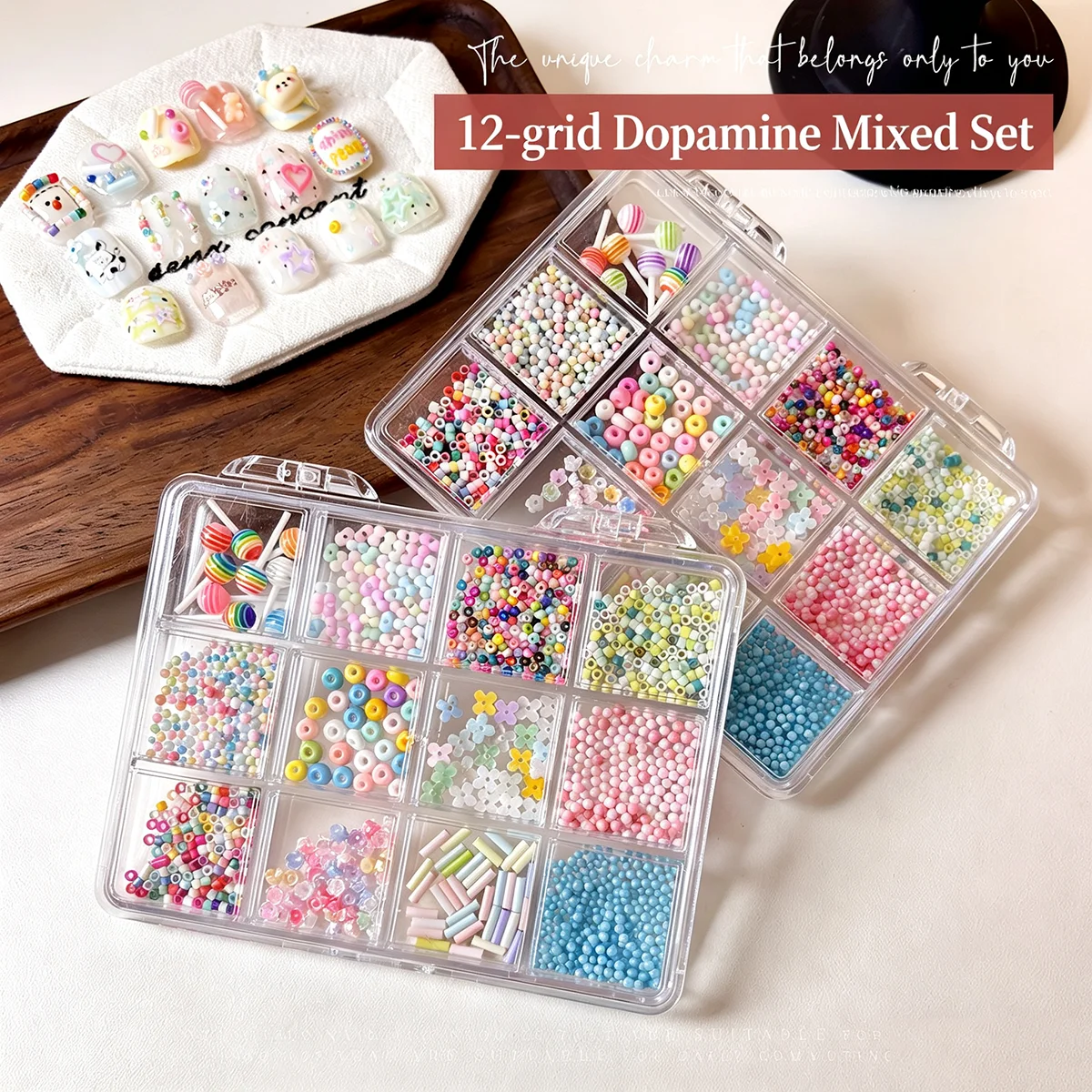 1Box Multi-Style Colorful Resin Bear Bow Flower Nail Charms Alloy Butterfly Cherry Simulated Pearl Nail Art Accessories for DIY
