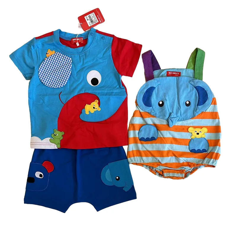 

Boys' Clothes 2024 Summer Trendy Brand Children's Clothes Elephant Children's Short-sleeved T-shirt + Shorts Set