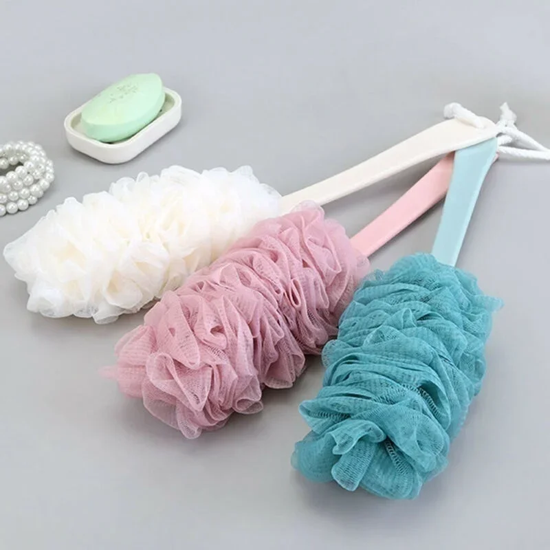 Long Handled Bath Flower Large Bath Rub Back Ball Adult Baths Rub Soft Net Baths Brush Household Cleaning Small Tool Wholesale