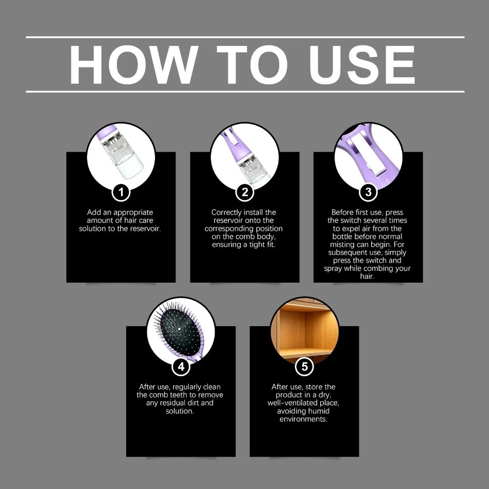 Multi-Function Spray Massage Comb Hair Care Portable Air Cushion Brush Anti-Frizz Anti-Static 2-In-1 Misting Hair Brush