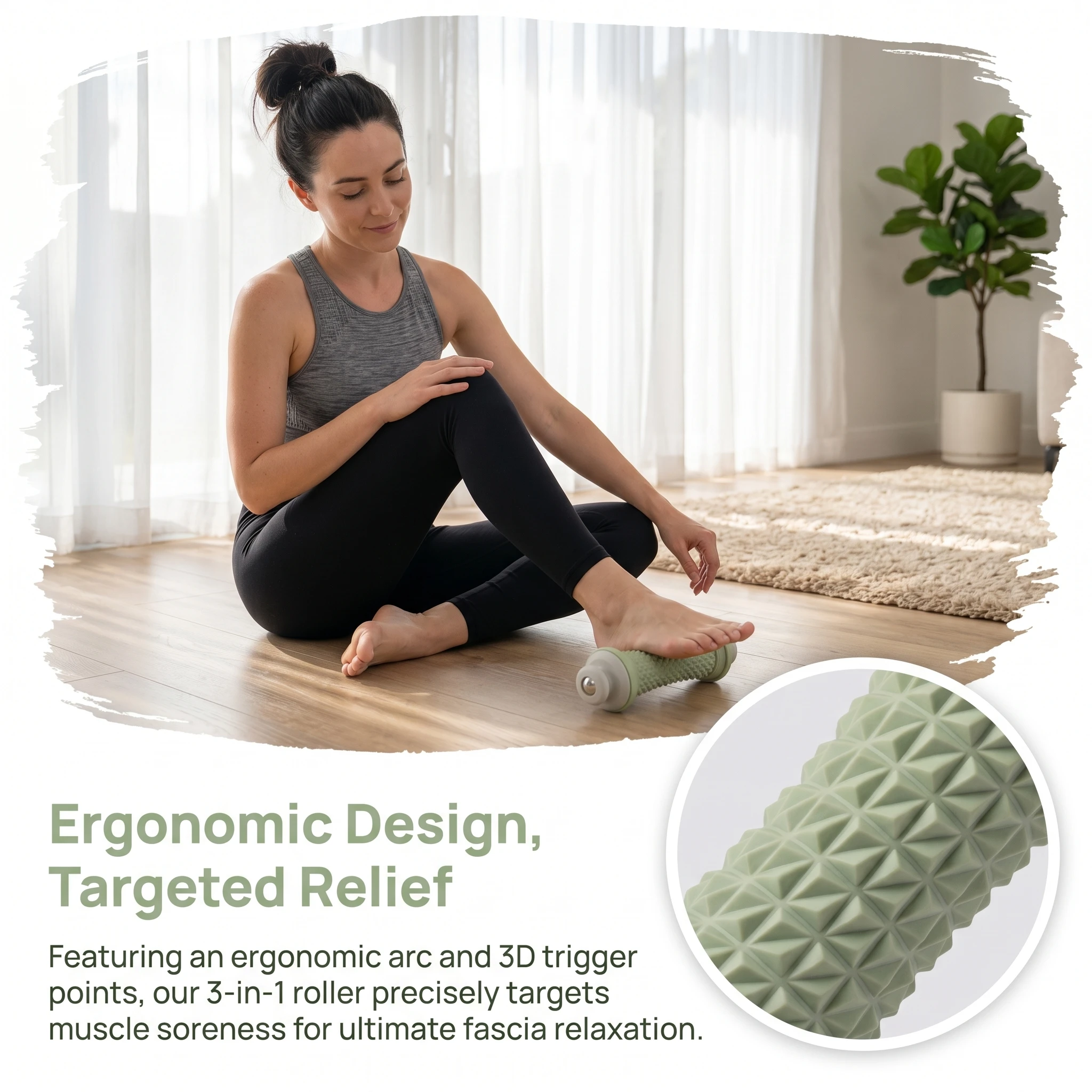 Multifunctional foot bottom massage roller, flat arch training device, foot bottom rolling and soothing massager