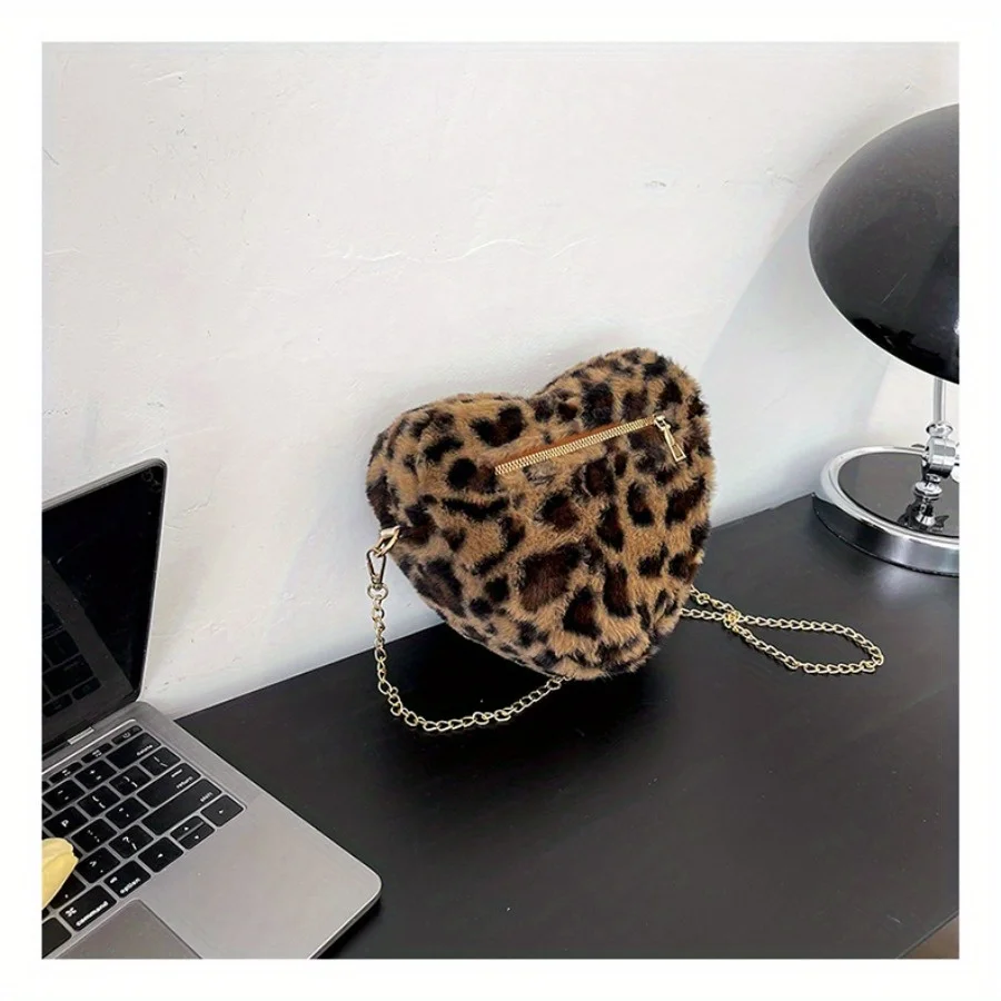 Leopard Love Mini Shoulder Bag Autumn Plush Temperament Crossbody Bags Valentine\'s Day Gift Birthday Gifts Ladies Supplies