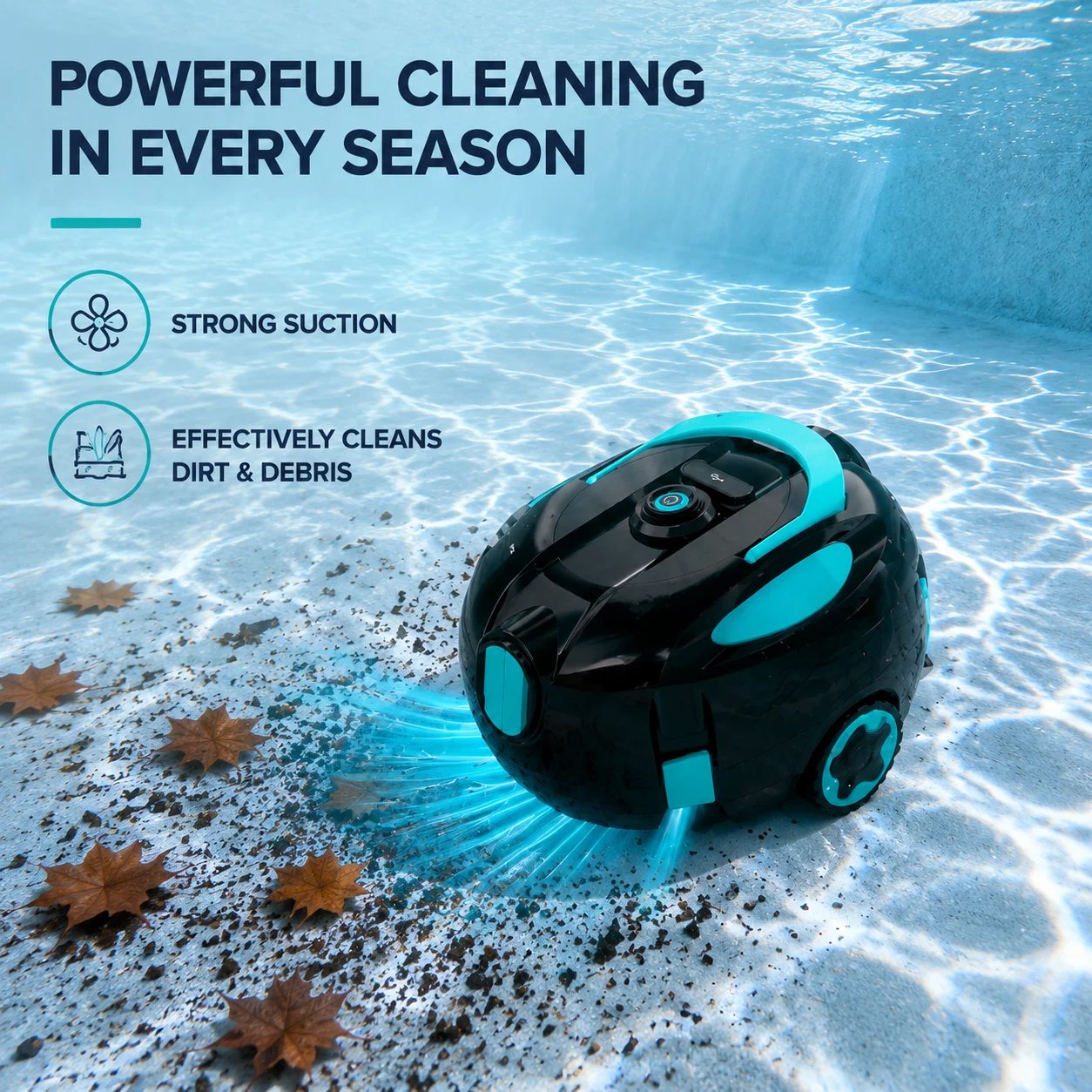 HIXZAP Pool Cleaner Offers a Runtime of up to 130 Minutes and Is Suitable for Both Above-Ground and In-Ground Pools; It Automatically Removes Leaves, Sand, Dirt, and Debris, while Its Smart Navigation Design Makes Pool Cleaning Effortless.