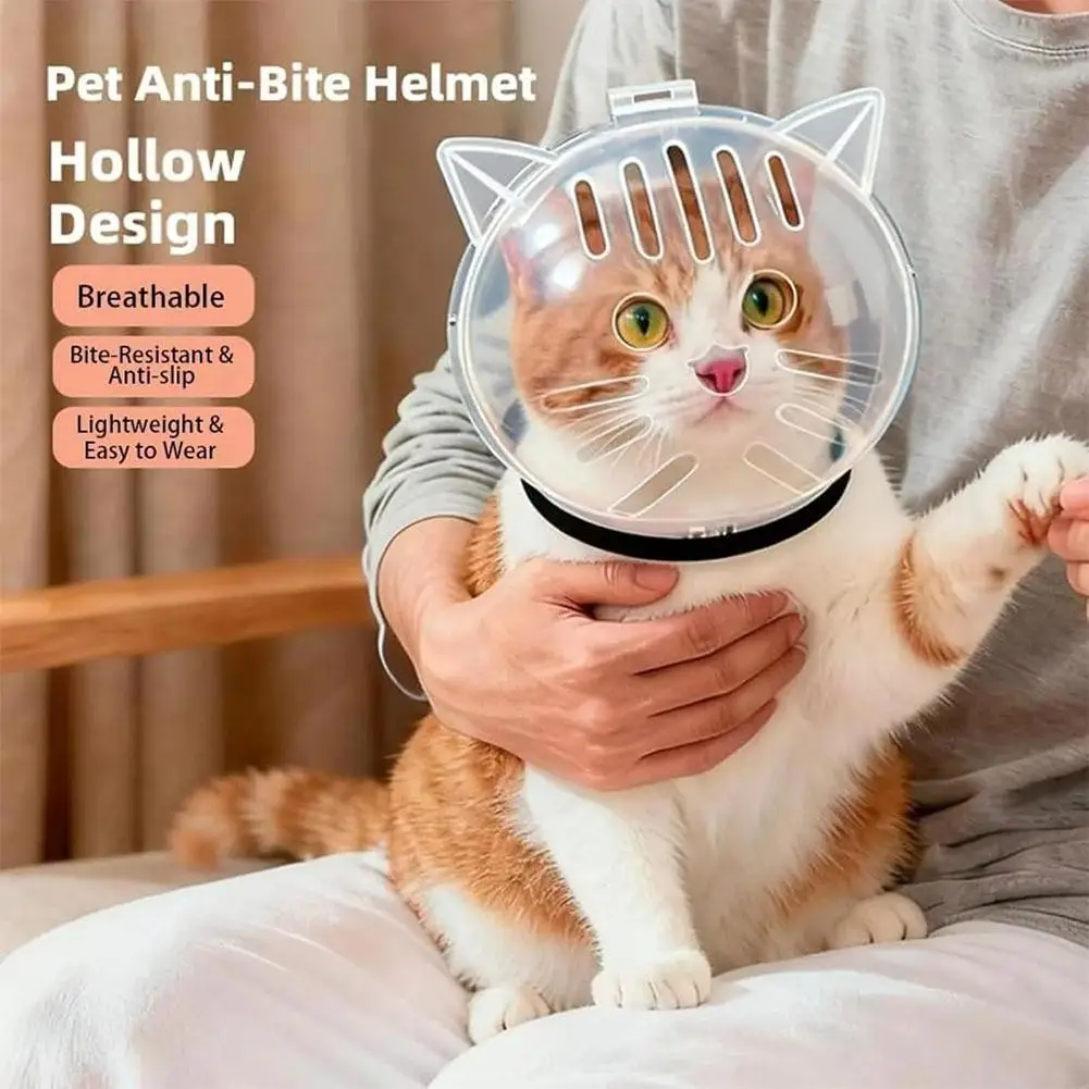 Transparenter Katzen-Schutzhaube, Anti-Biss, atmungsaktiv, Katzen-Pflegehelm, Maulkorb für Nageltrimmen, Baden und Pflege – Detail 8