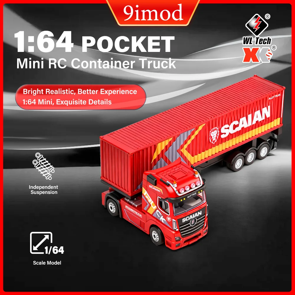 Wltoys 6408 1/64 RC Car Mini Four-Wheel Drive RC Truck Three Speed Adjustable Container Truck with Traile For Toy Car Boy Adult