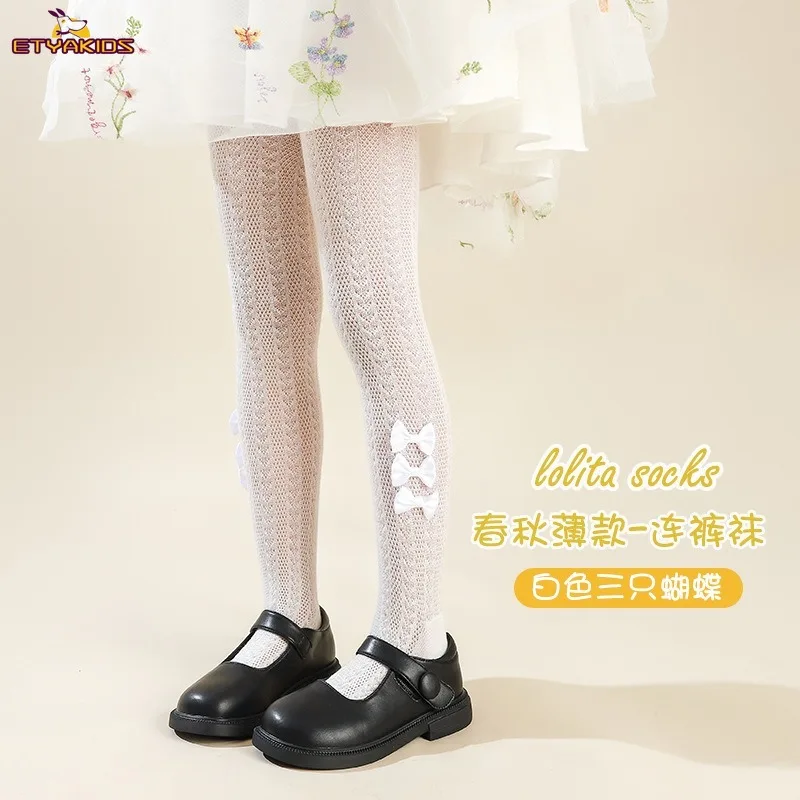 Baby Girl Tights Spring Autumn Thin White Princess Socks Summer Mesh Children Leggings Baby Clothing Bow Design Tights