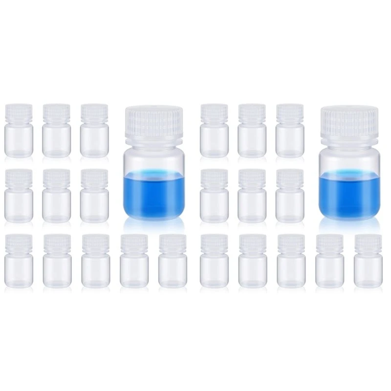 24 Pcs Pill Bottle Sample-Bottles Wide Mouth Reagent Bottle Plastic With Screw Caps Sample Containers 1 Oz 30 Ml