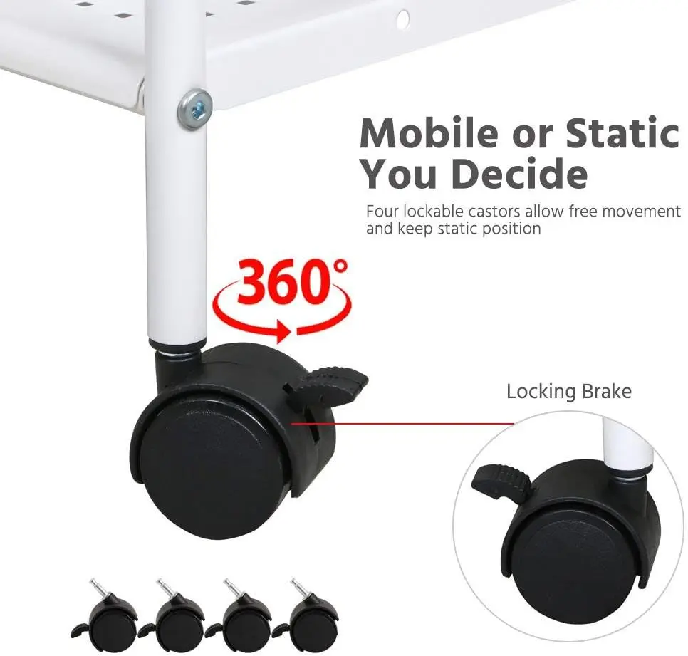 عربة أدوات دوارة متعددة الأغراض معدنية متينة من 3 طبقات، عربة تخزين يدوية، عربة مطبخ مع مقبض وعجلات قفل #6