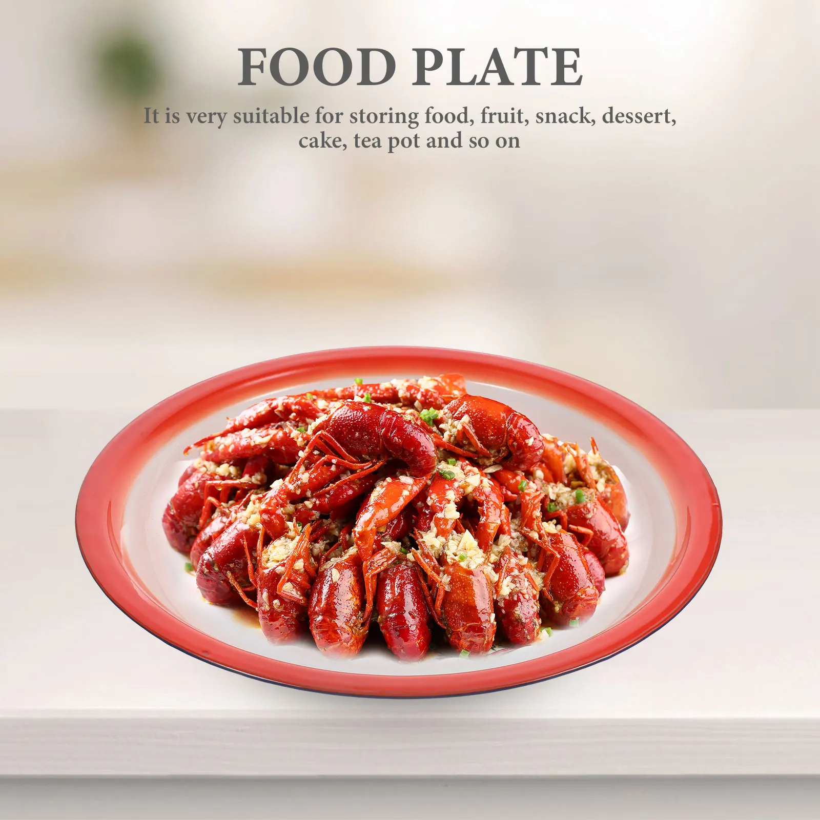 

Chic Chinese Style Enamel Plate Fine Workmanship Exquisite Serving Dish for Hotel Restaurant Living Room Food Plate