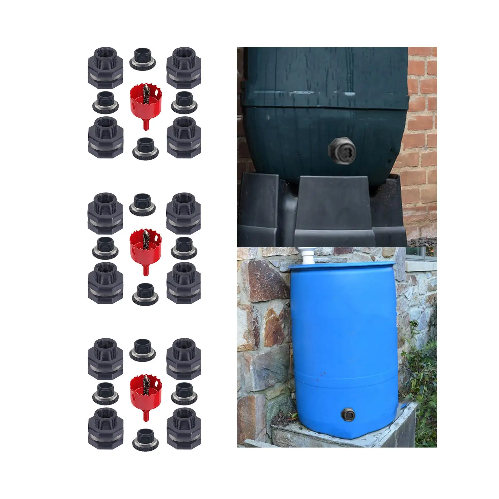 

Rain Barrel Connector Kits Garden Bulkhead Spigot Kits Bulkhead Fitting Adapter for Irrigation