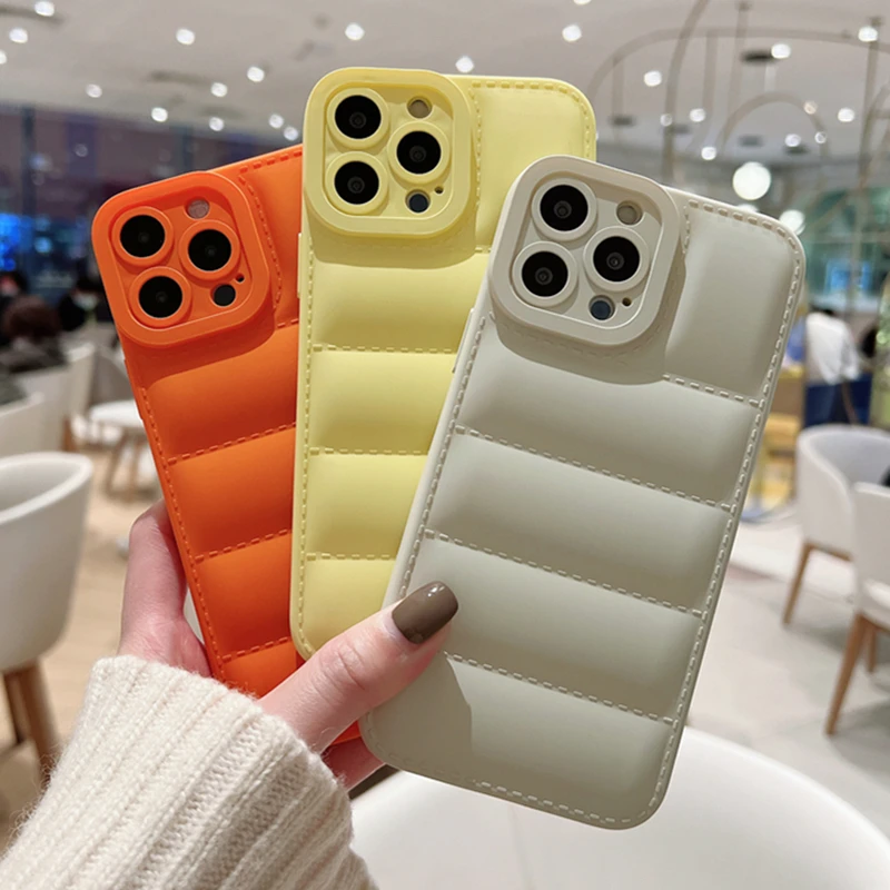 Fashion Down Jacket Liquid Silicone Case For iPhone 14 13 12 11 Pro Max X XR XS 7 8 Plus Camera Protection Shockproof Soft Cover