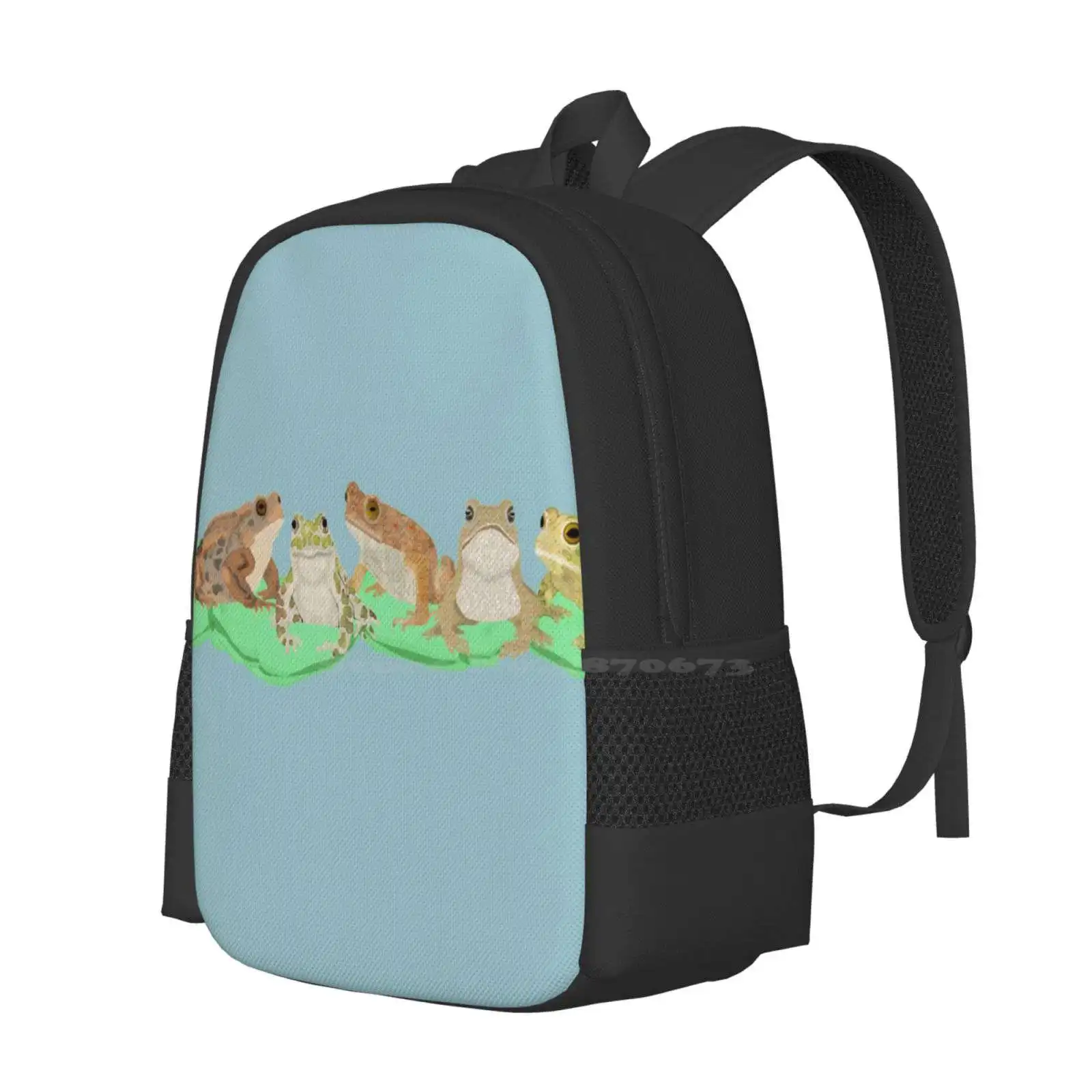 Toads Pattern Design Laptop Travel School Bags Toad Illustration Toads Frogs Frog Toad Toad Backpack Frog Backpack Toad Pattern