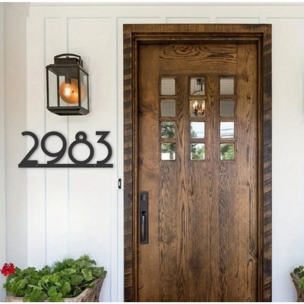 Upgrade Your Home's Exterior With 1pc Mid Century Metal House Number Sign, Flaunting A Modern Look And Customizable Numbers.