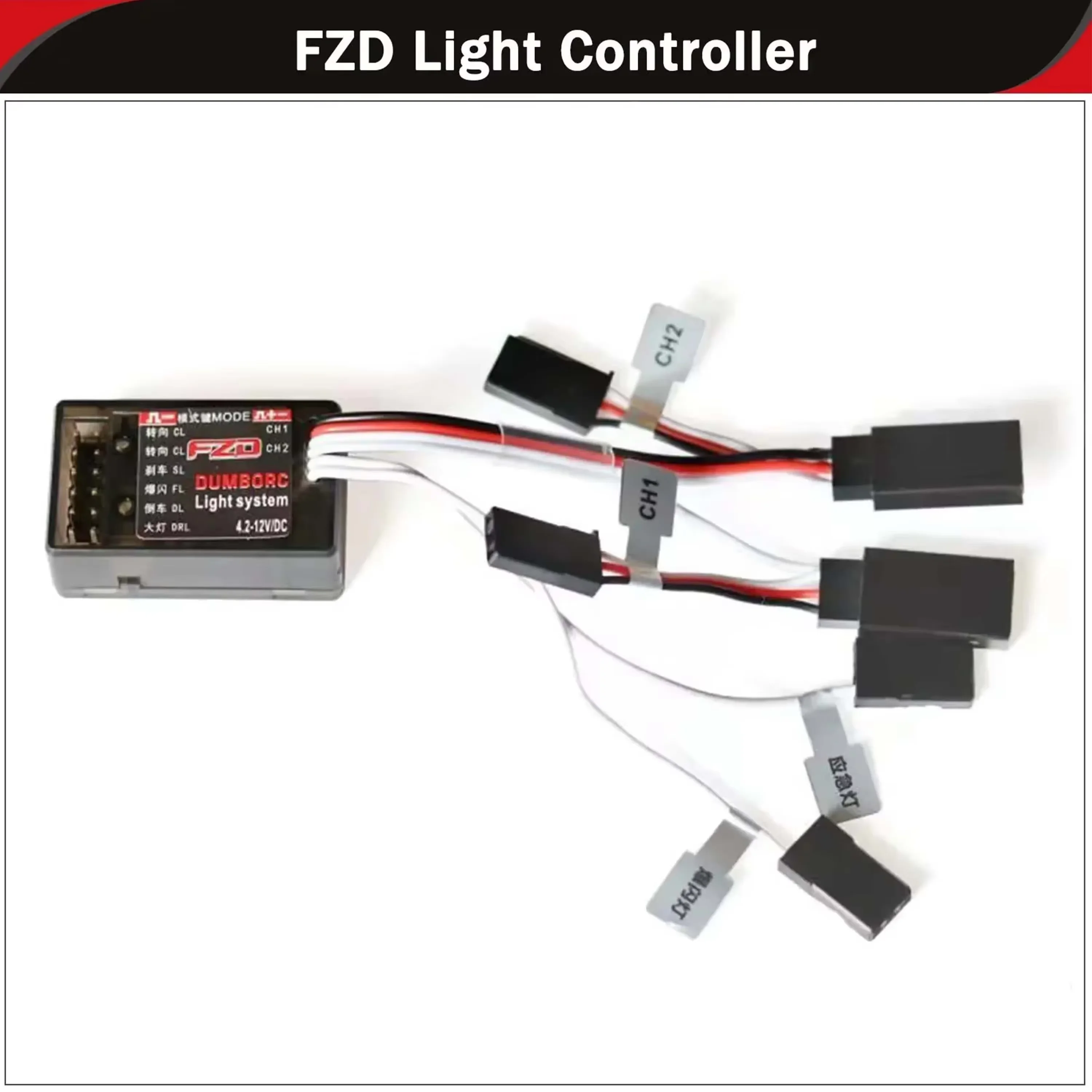 DUMBORC RC Auto FZD Simulatie Licht Controller 12 LED Systeem Kit voor 1/10 1/8 Truck Drift TAMIYA CC01 4WD Axiale SCX10