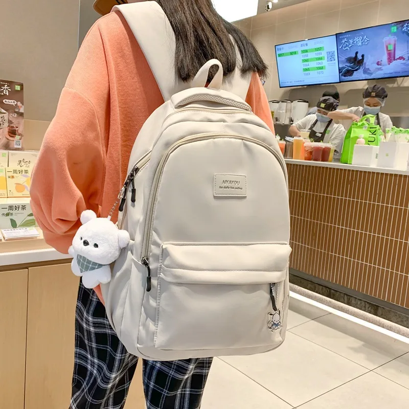 Bolsa escolar simples listrada para meninas, mochila feminina, bolsa de ombro para viagem adolescente, mochila casual estilo universitário, nova moda