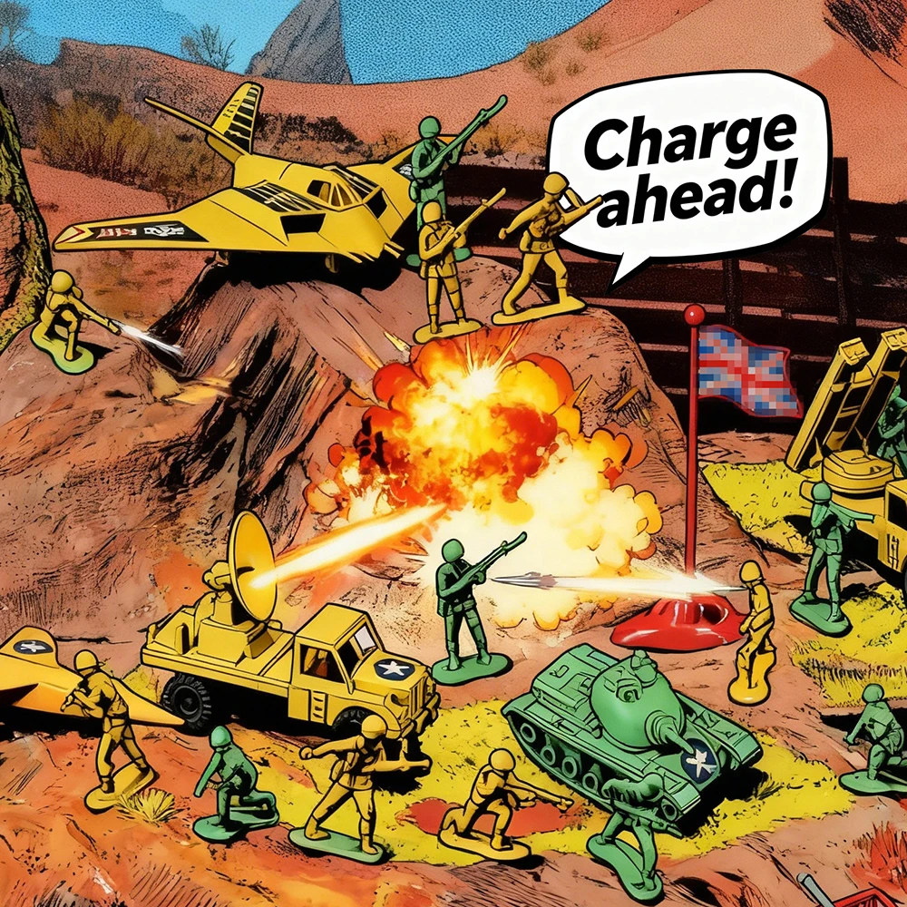 Zestaw do zabawy ViiKONDO Army Men, wojskowe przygody, plac bitewny z II wojny światowej, samolot, czołg, rakietnik, pojazd, figurka żołnierza, gra wojenna, kolorowe pudełko