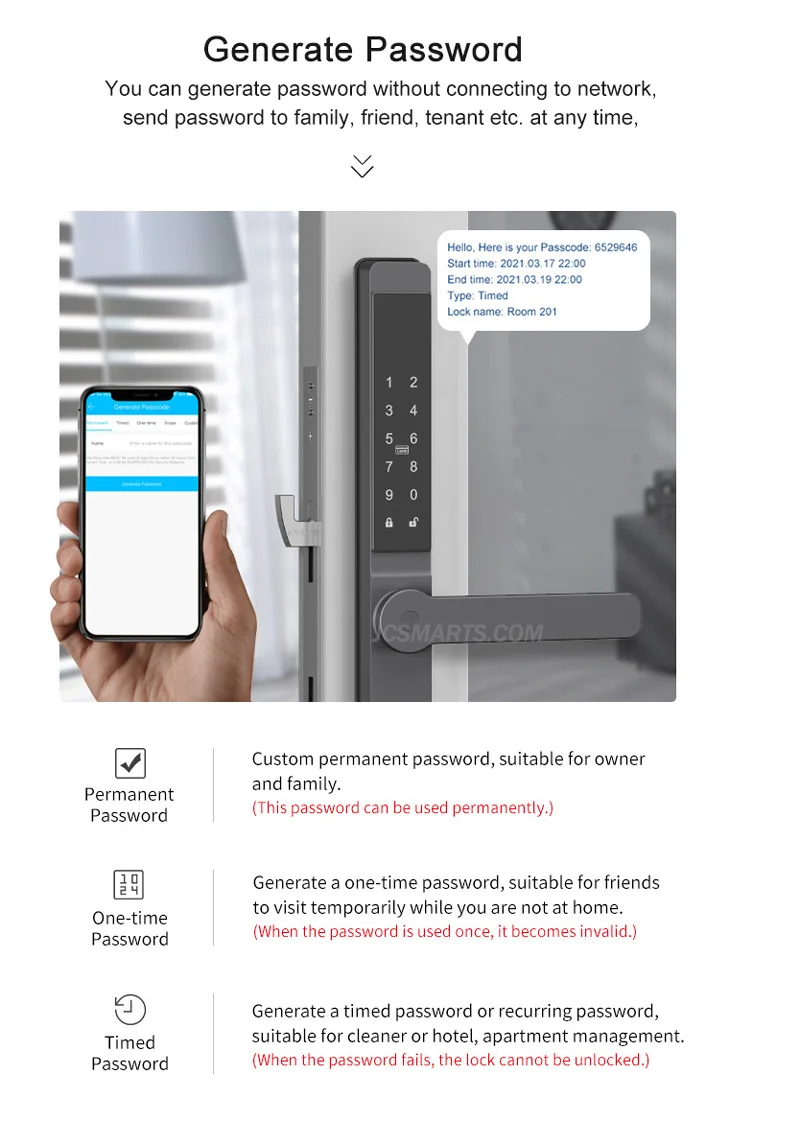 Wasserdichtes Smart Lock für Schiebetüren, digitales Passwort, IC-Kartenschlüssel, unterstützt TTlock App und Alexa Biometric Header – Detail 7