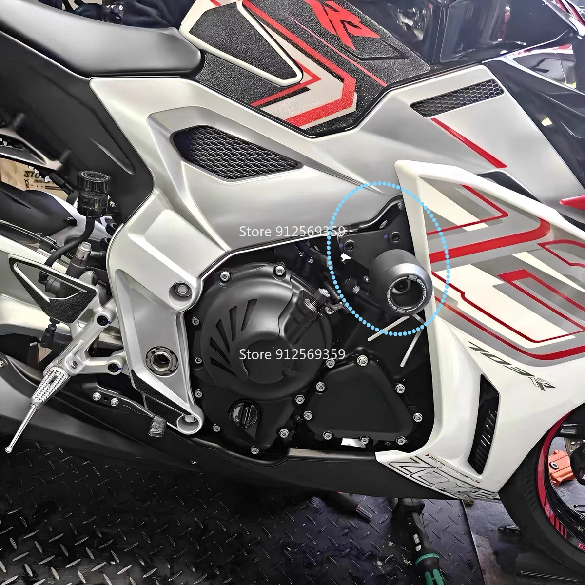 

Motorcycle Frame Sliders Anti-Fall Bumper Kit Crash Pad For Zontes 703RR 703Rr Exhaust Escape Seat Lever