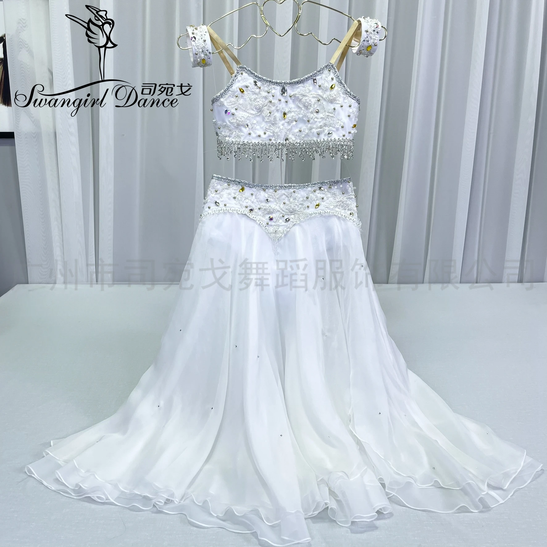 

Silk White La Bayadère Ballet Long dress for Girls Competition Professional Customized Performance Dress two pieces WG2534
