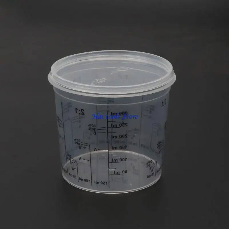 X37E 400ml Disposable Clear Plastic Paint Mixing Cups Mixing Pot Paint Mixing Calibrated Cup Accurate Paint Liquids Durable