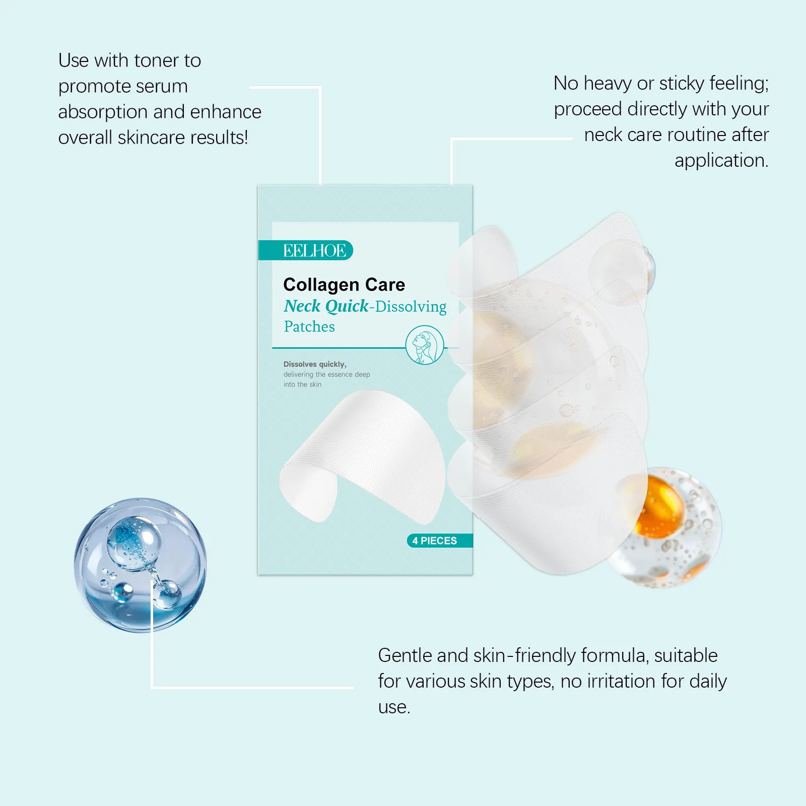 EELHOE Collagen Neck Patches Anti Wrinkle Firming Lifting Neck Mask Moisturizing Brighten Skin Reduce Fine Lines Aging Neck Care