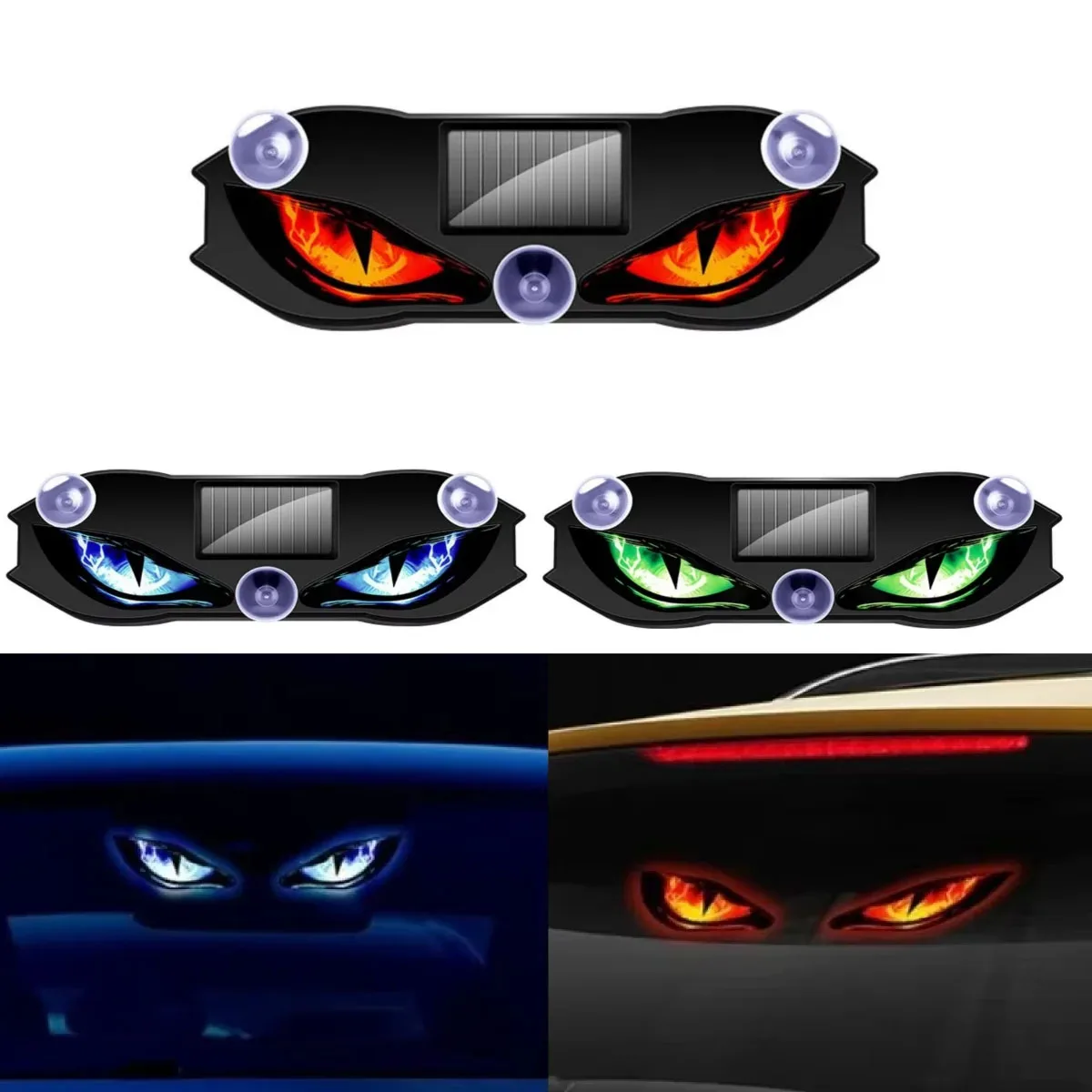 New Solar Power Car Demon Eye Light Cool Flashing Warning Light Dynamic Safety Vehicle Signal Lights Universal