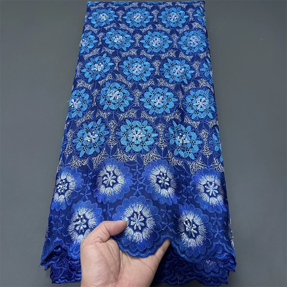 

African Lace Fabric 2025 High Quality,Cotton Fabrics By The Meter,Embroidery,Rhinestone,Linen,Prom Dresses,Tulle,Design,5 Yards