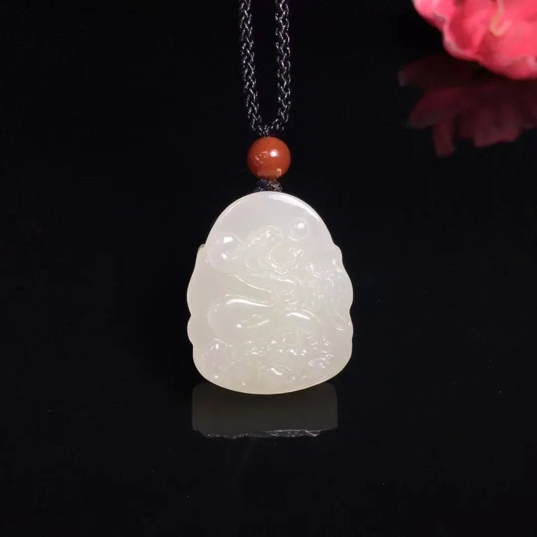 Natural 100%real hetian jade pendant necklace carved Zodiac Snake Guardian necklaces pendants man woman jade jewelry Bless peace