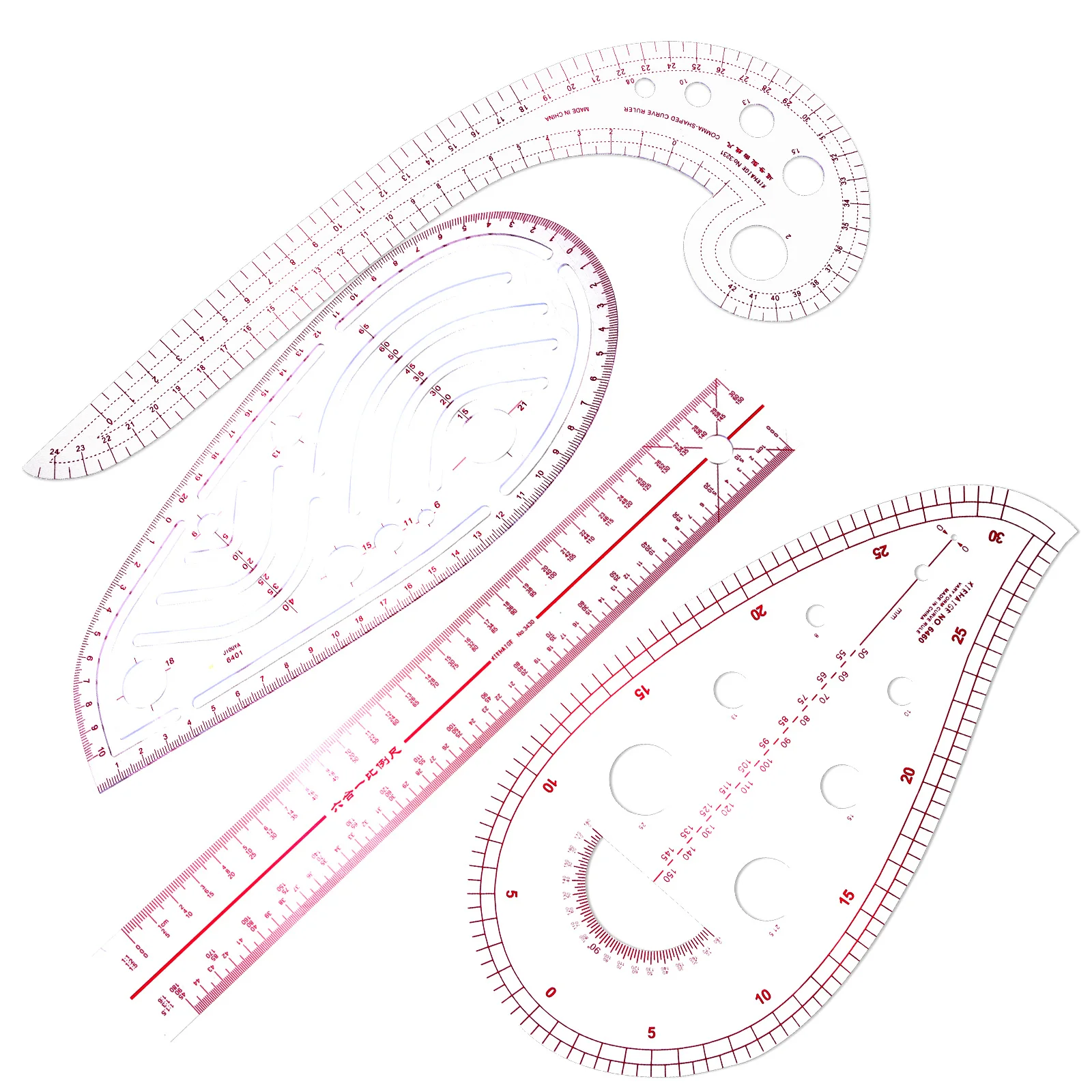 

4 Pcs Sewing Ruler Set Tailor for Curve Curved Plastic Pattern Making Dressmaking Rulers