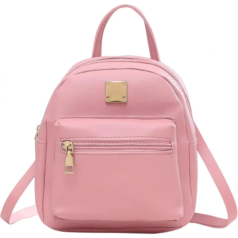, Sacs à dos de mode pour femmes en PU, sac à dos avec bandoulière amovible, mini sac à dos pour voyage (rose)