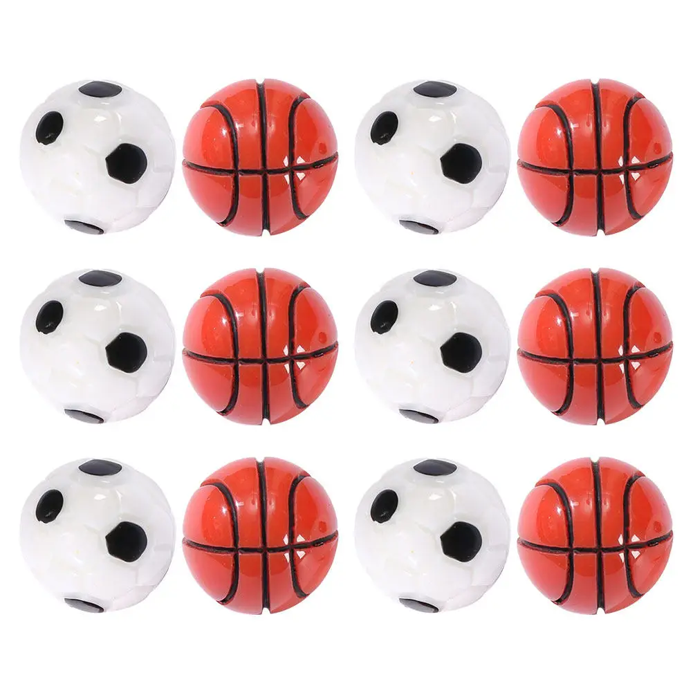 12Pcs Realistic Mini Sports Balls Resin Basketball Soccer Small Ornament DIY Crafts Bonsai Layout Decorative Balls