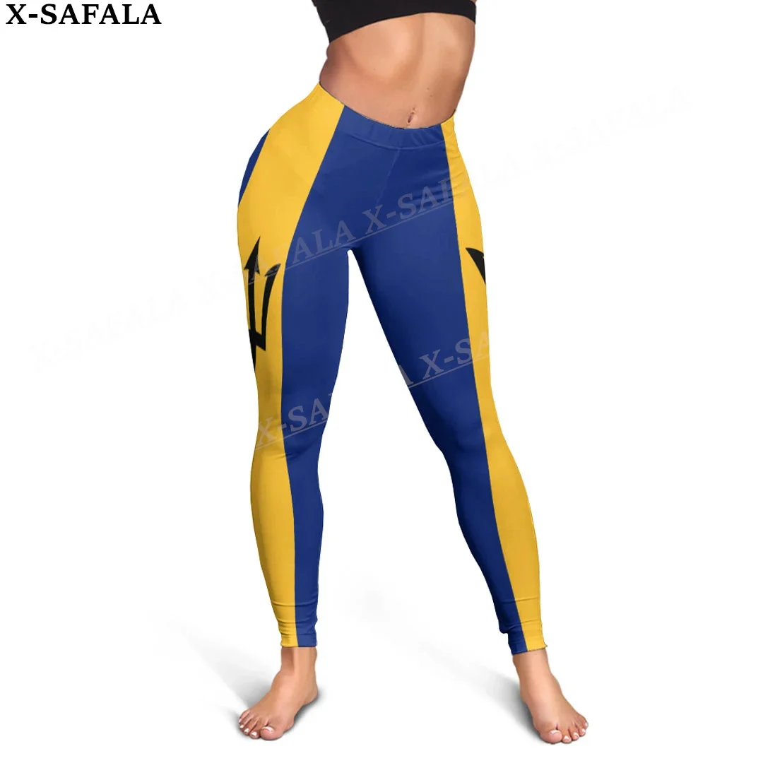 Barbados Coat Of Arms Love Country Leggings 3D Print Women Yoga Girl Stretch GYM Slim High Waist Legging Summer Sports-1